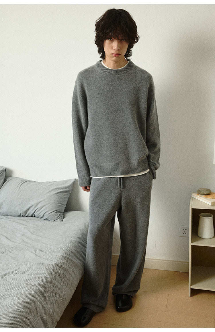 Straight-Leg Knit Casual Pants