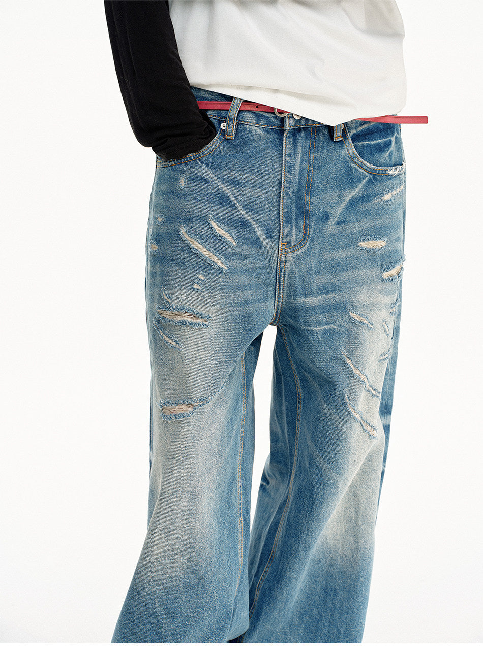 Vintage-style Distressed Loose-Fit Jeans