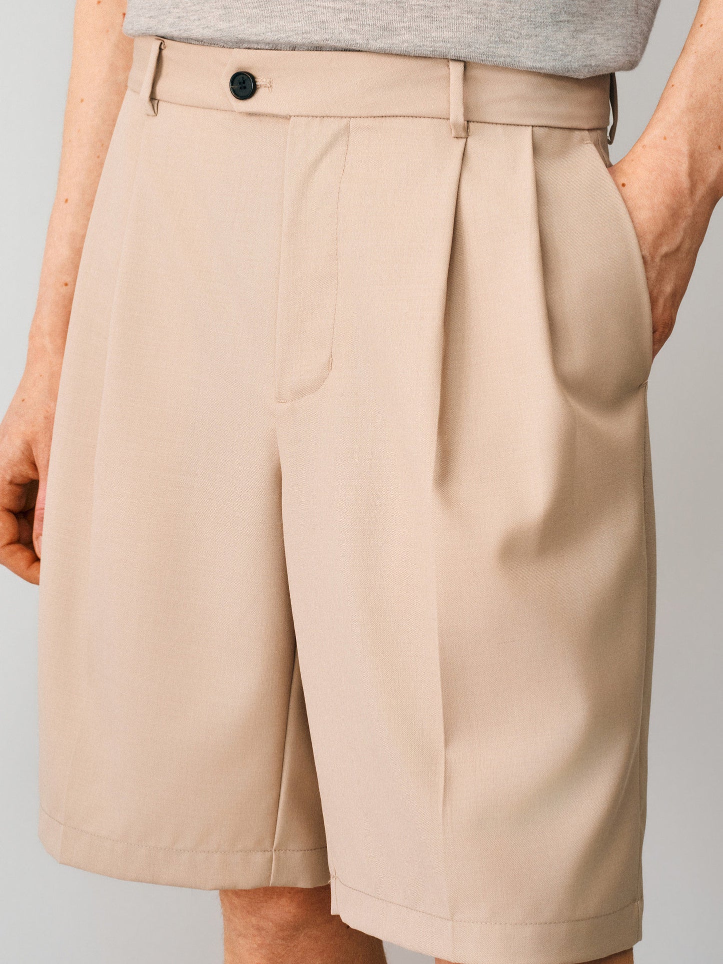 Double-Pleated Shorts