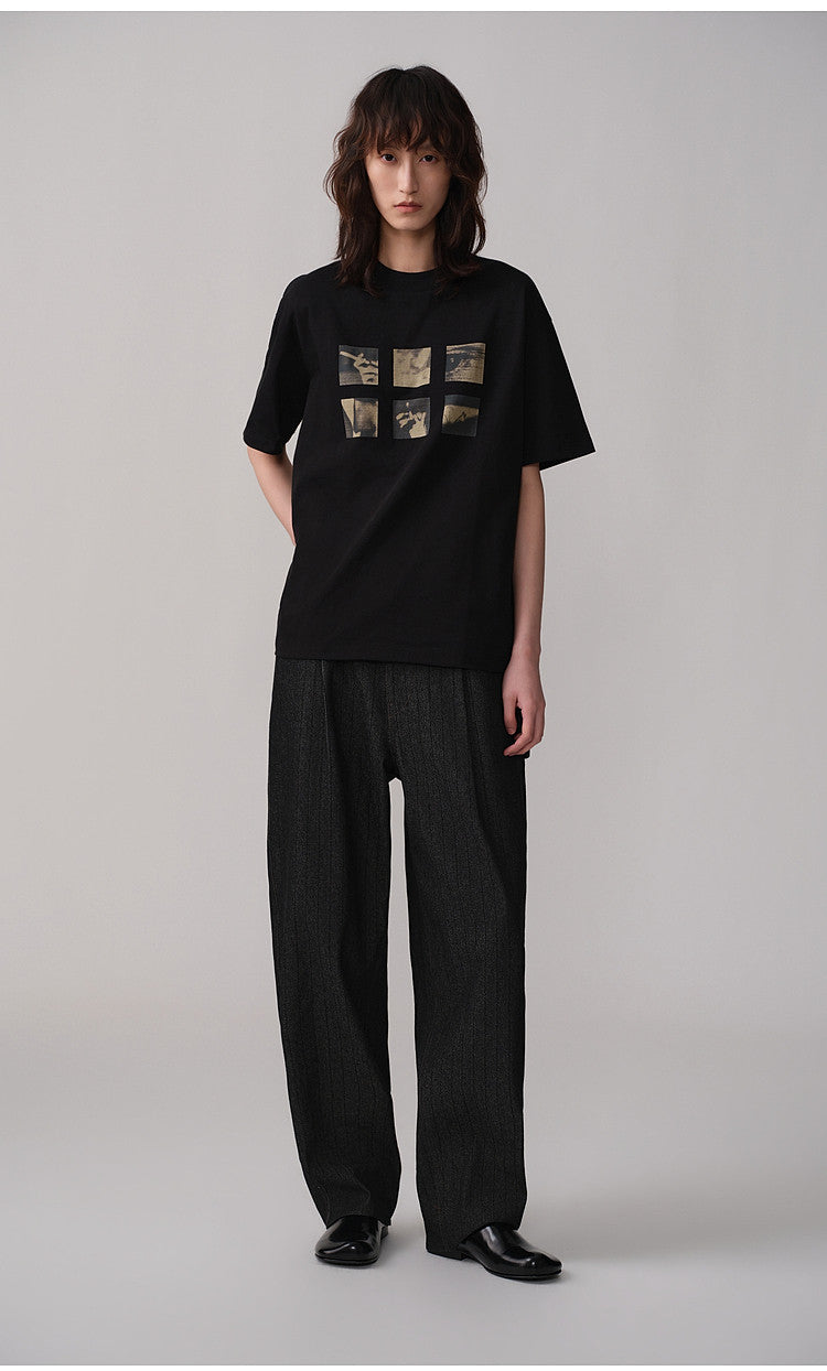 Silhouette Print Loose-Fit Casual T-Shirt