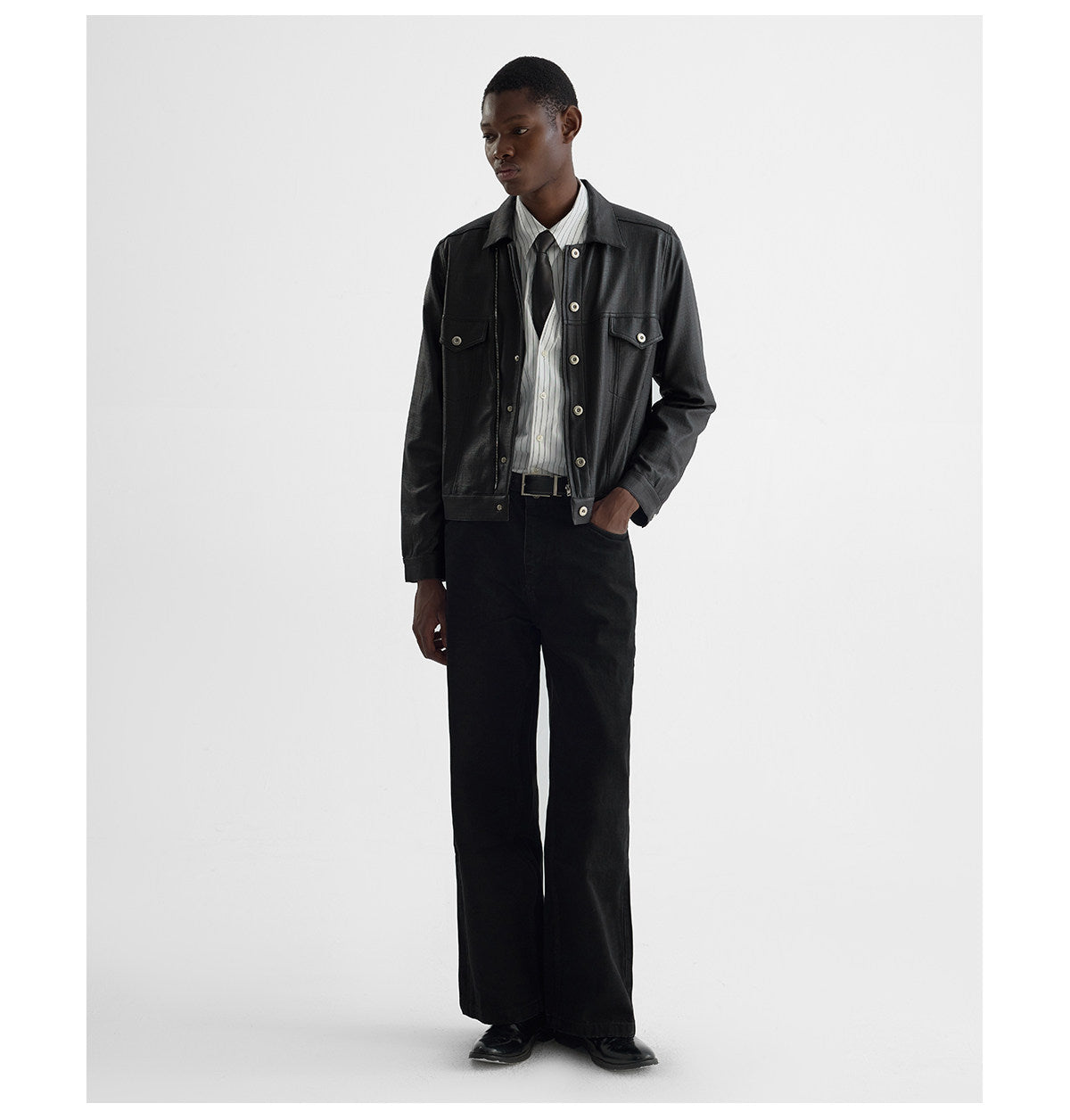 Coated Short Biker Jacket