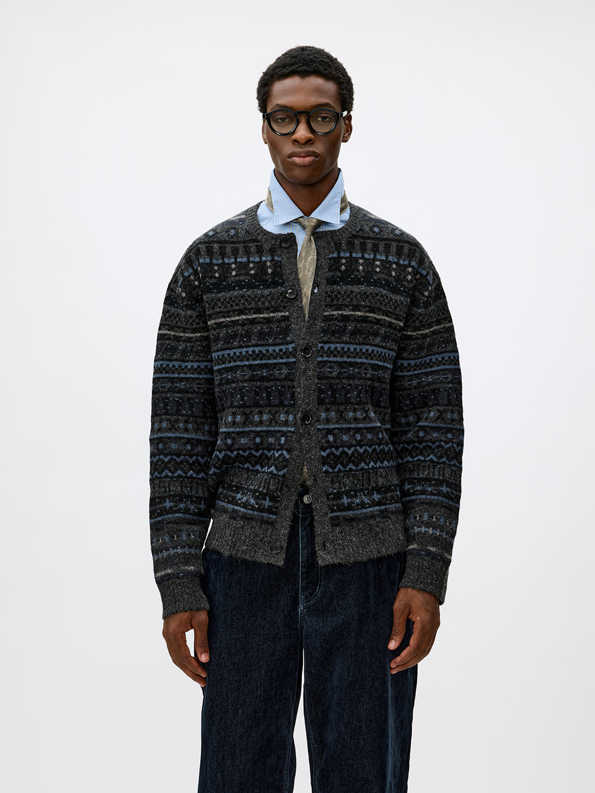 Crew Neck Button-Down Cardigan