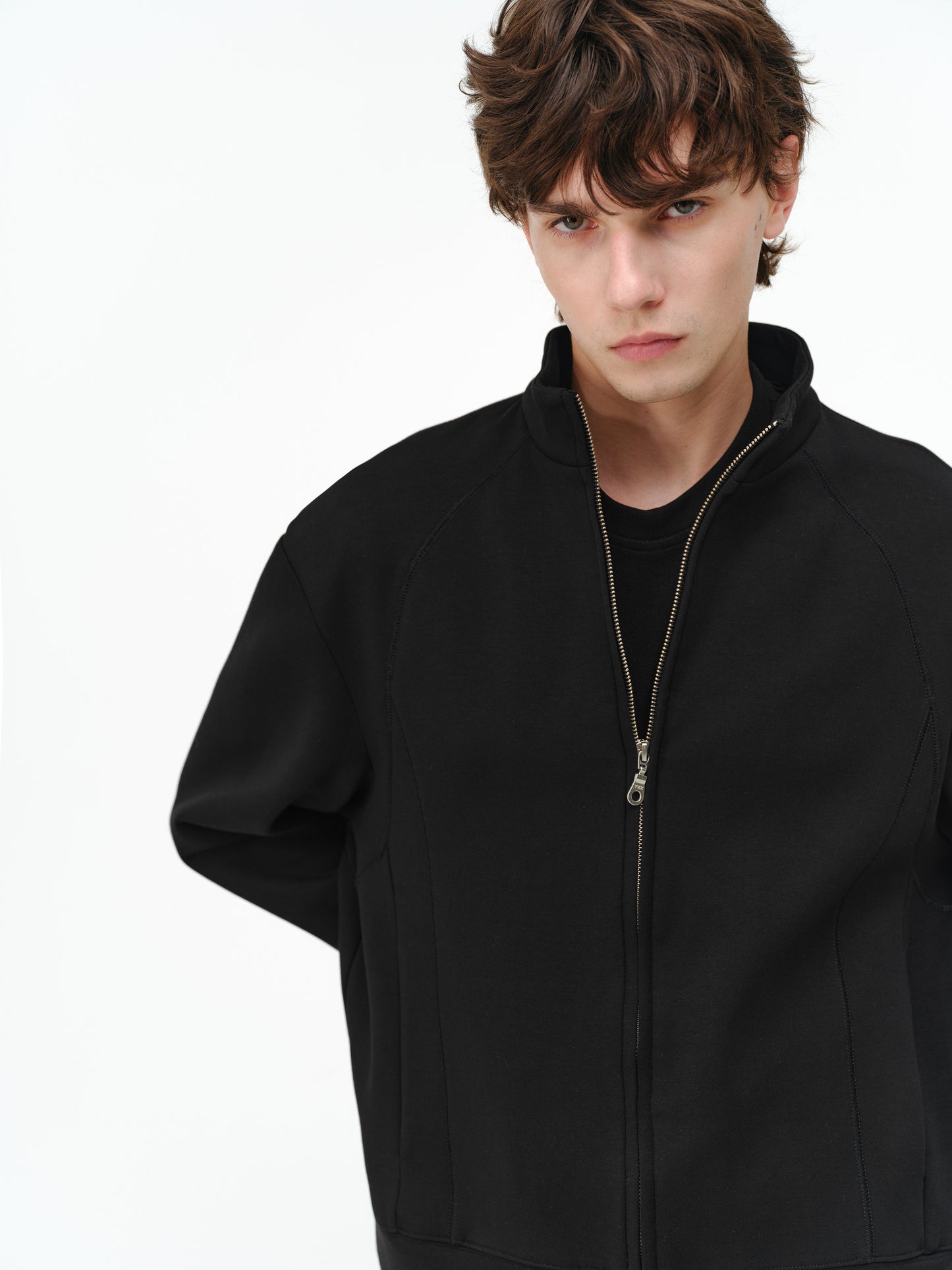 Stand-up Collar Zip-Up Sweatshirt
