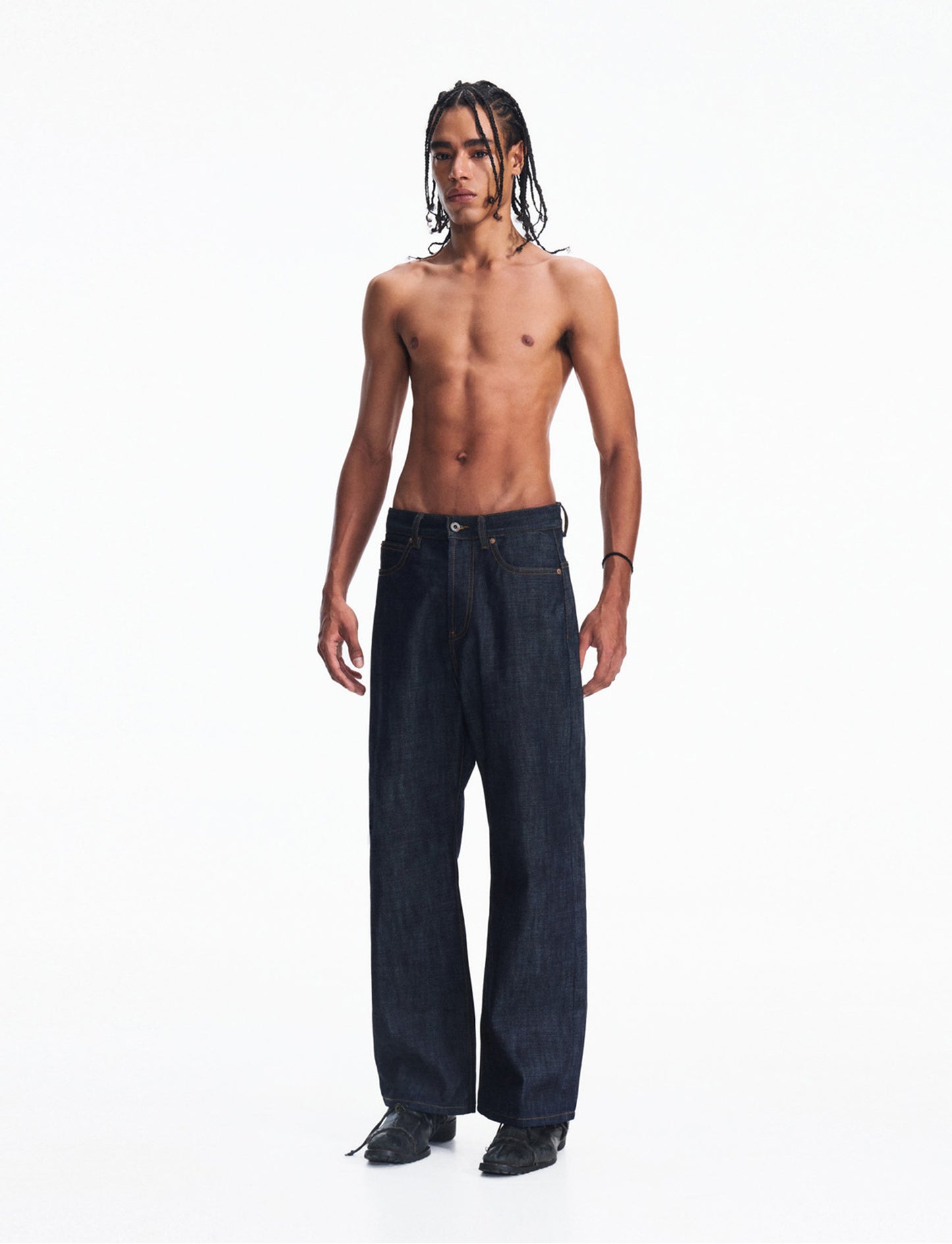 Wash-processed straight jeans