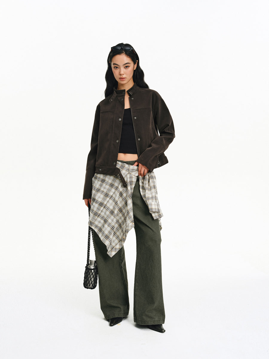 Faded Finish Wide-Leg Casual Pants