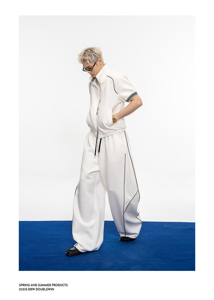 Air Layer Contrast Silhouette Jacket Set