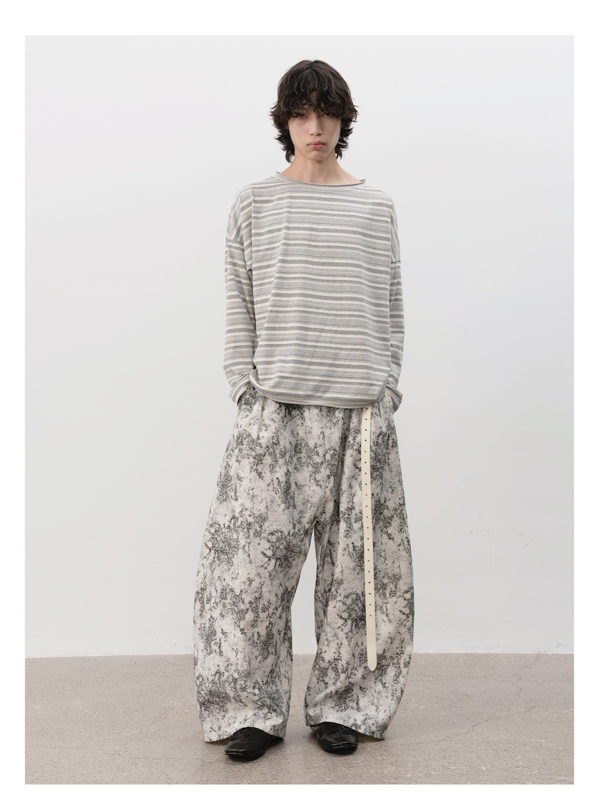 Drop shoulder striped T-shirt