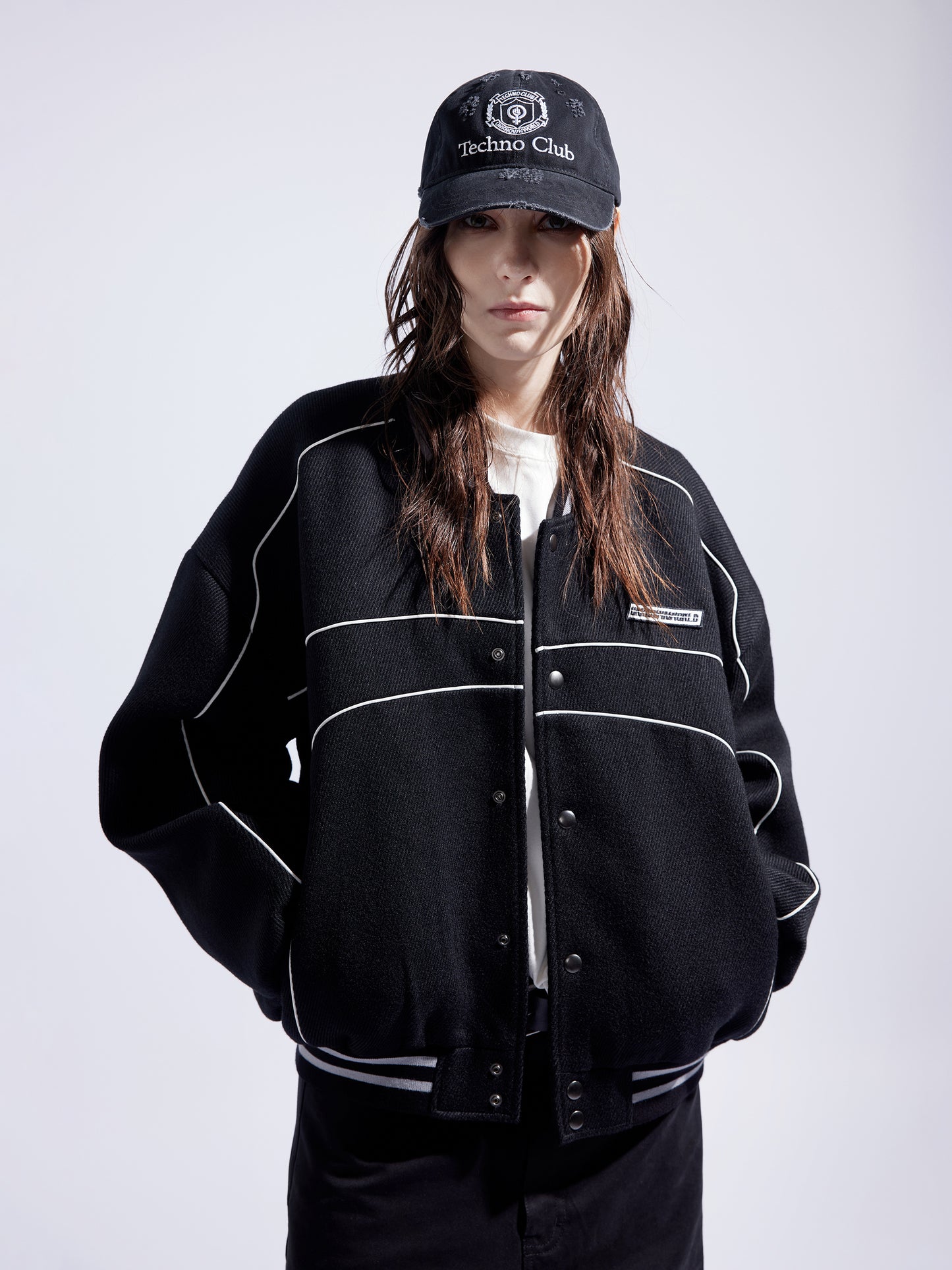 Heavyweight short wide unisex stadium jacket