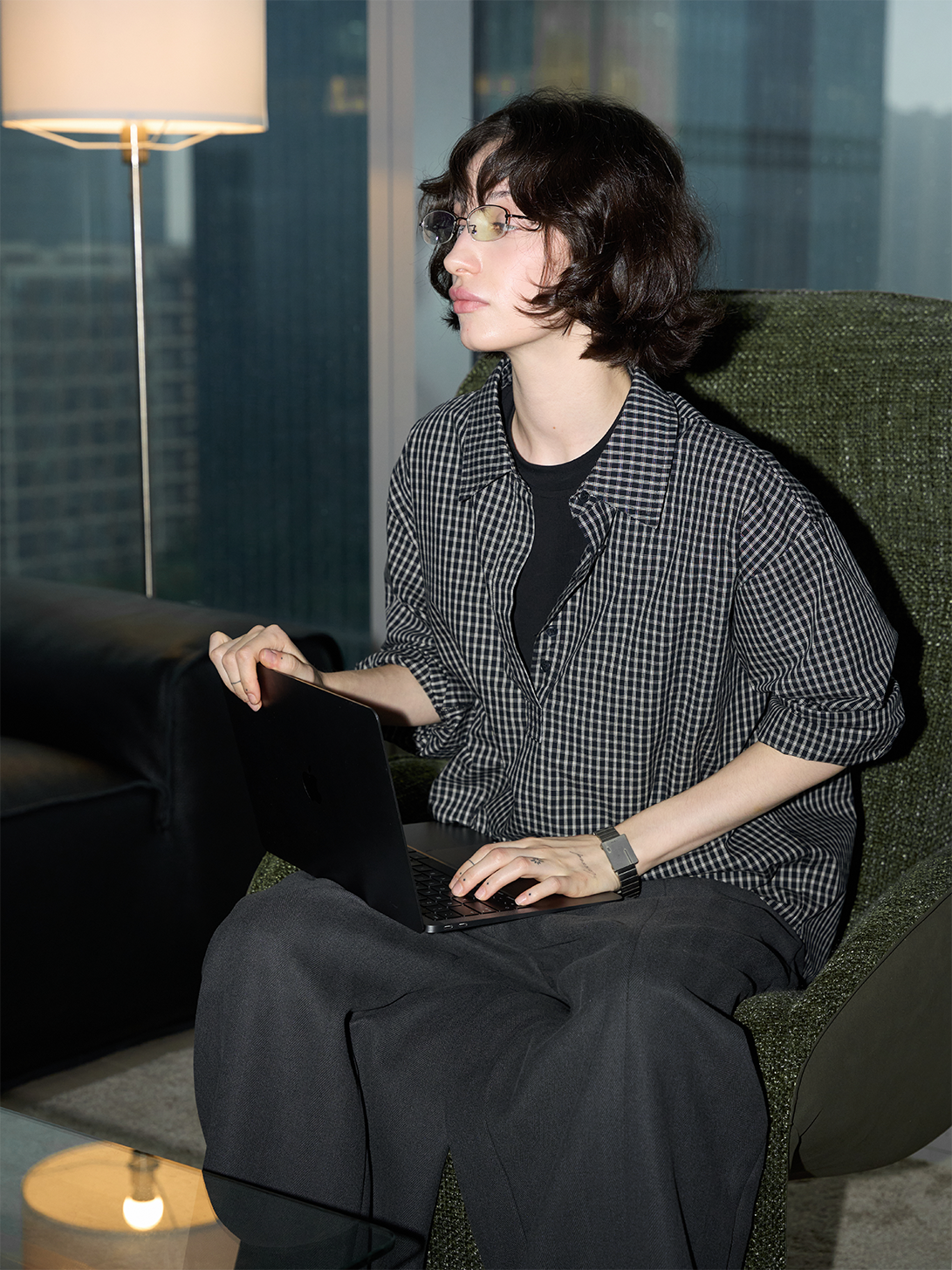 Half-Open Check Shirt