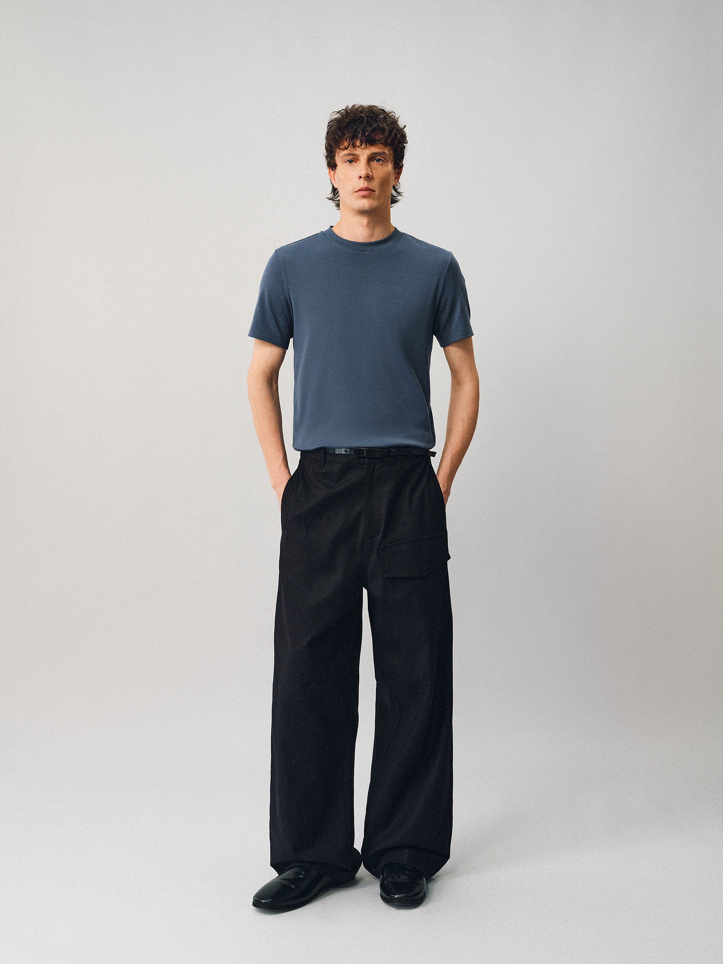 Fine-Striped Fitted Round-Neck T-Shirt