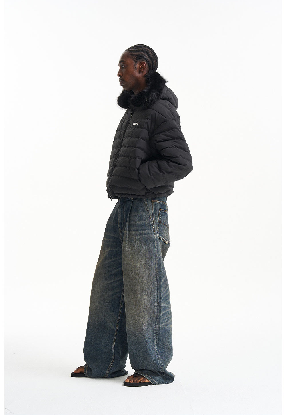 Detachable fur collar down jacket