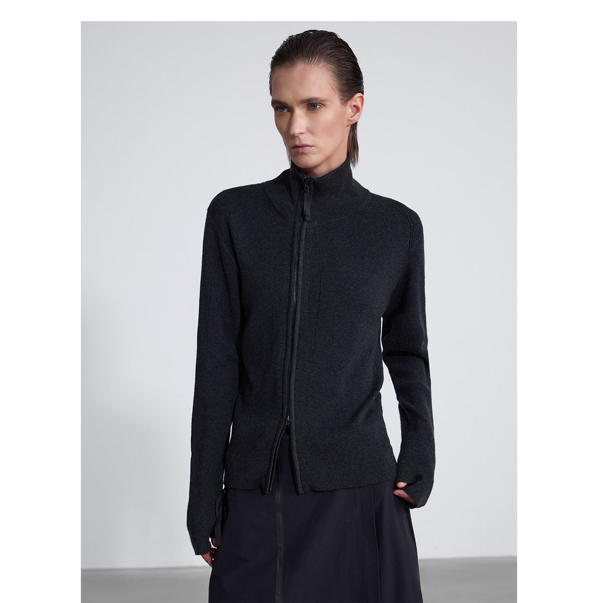 Side-Zip Openwork Fit Knit