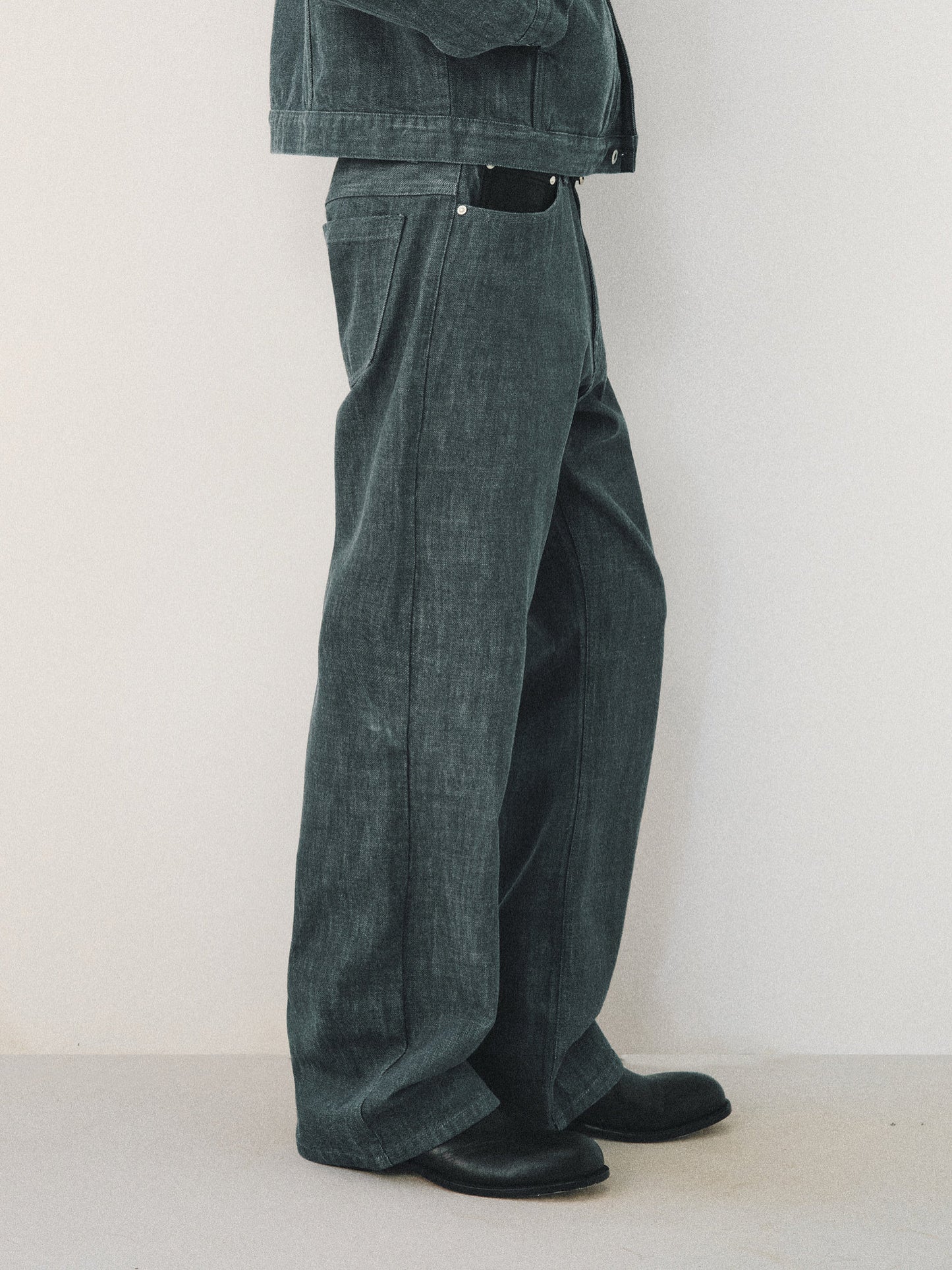 Genuine Leather Pocket Jeans