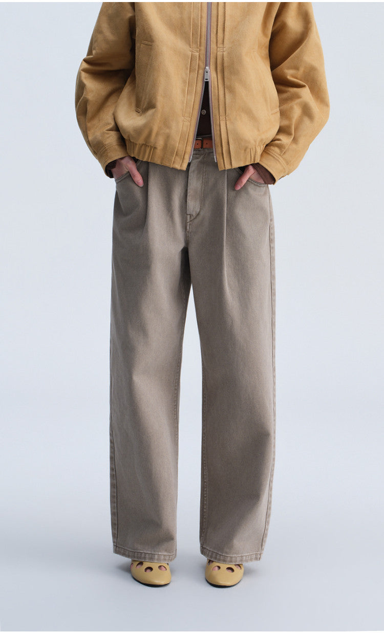 Single-Tuck Denim Pants