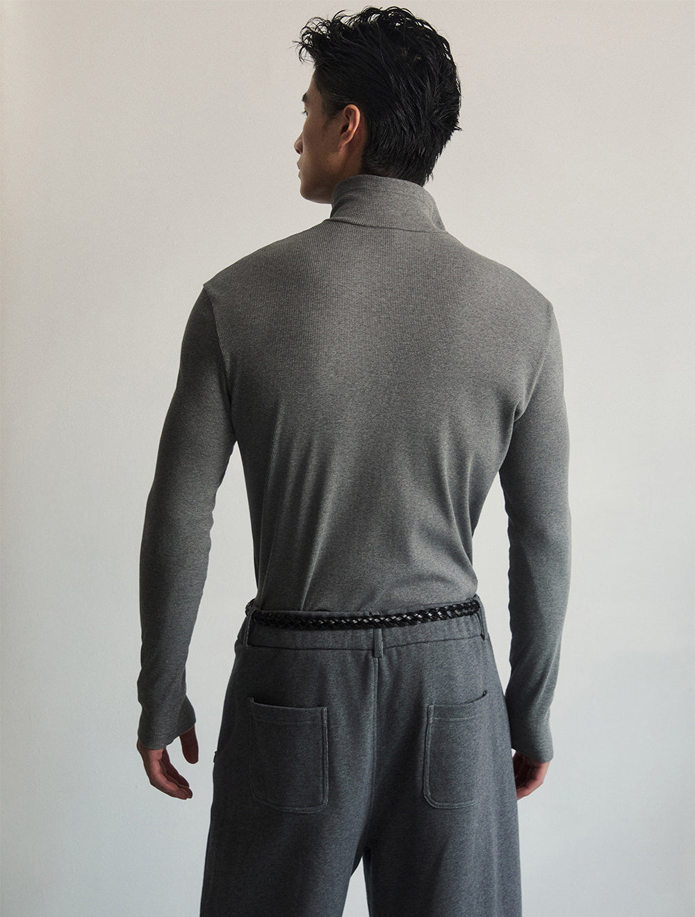 High-Neck Button-Down Shirt