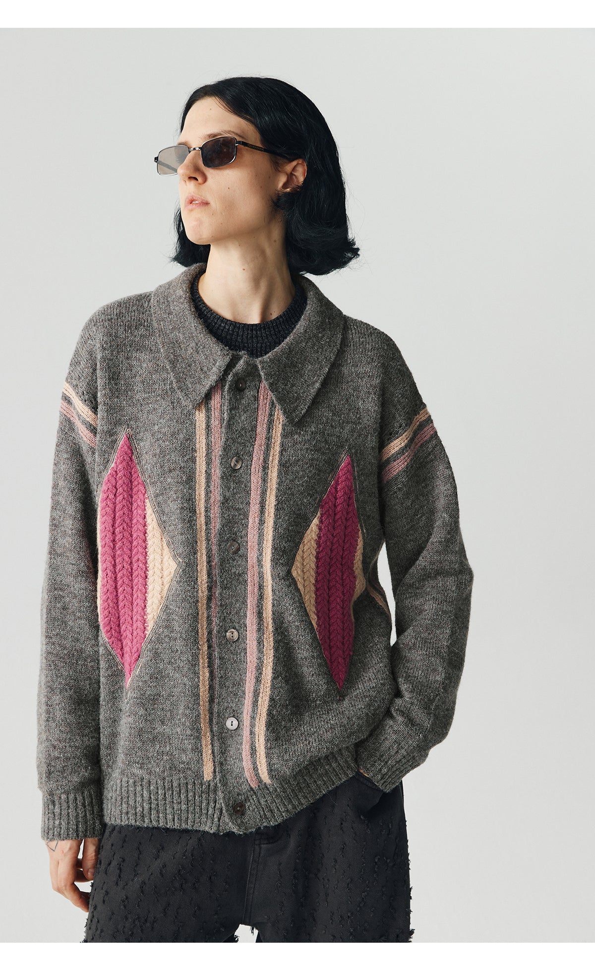 Jacquard Retro Silhouette Knit Cardigan