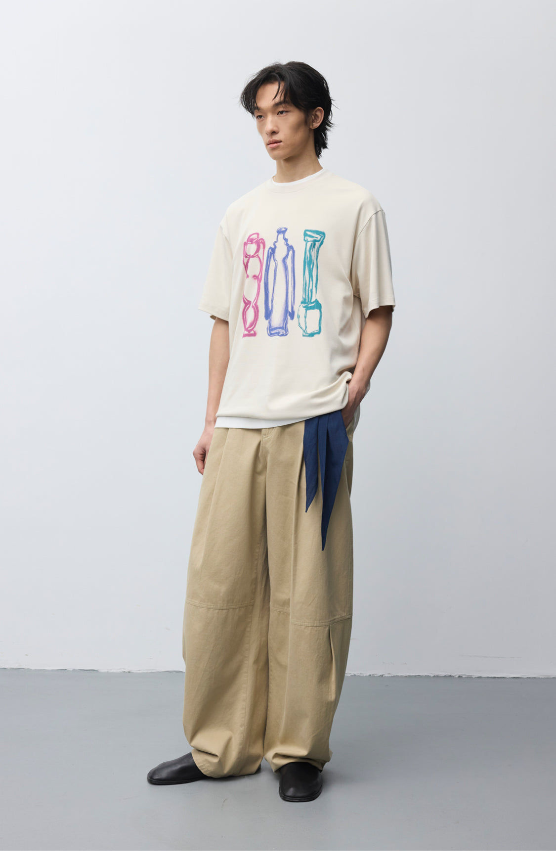 Washed Multi-Pleated Casual Pants