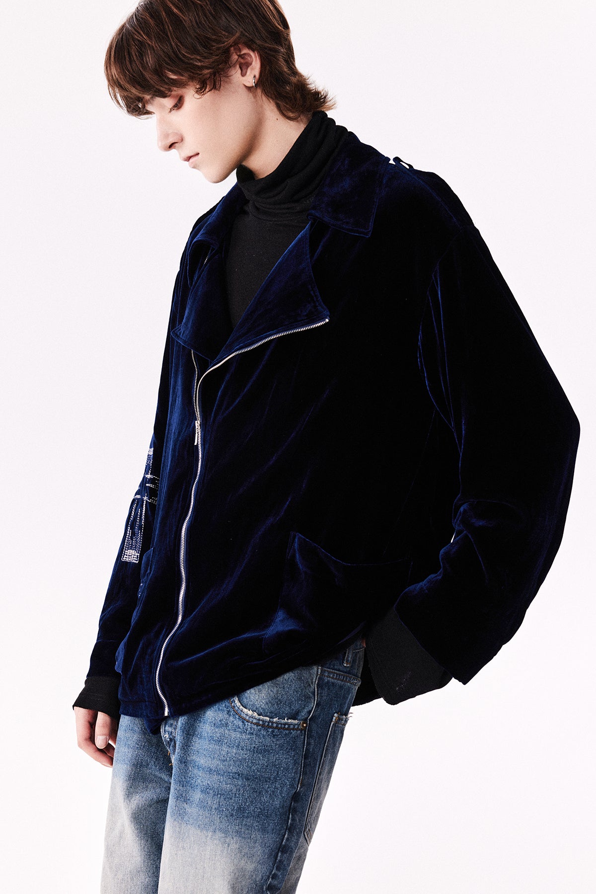 Velvet Embroidery Boyish Jacket