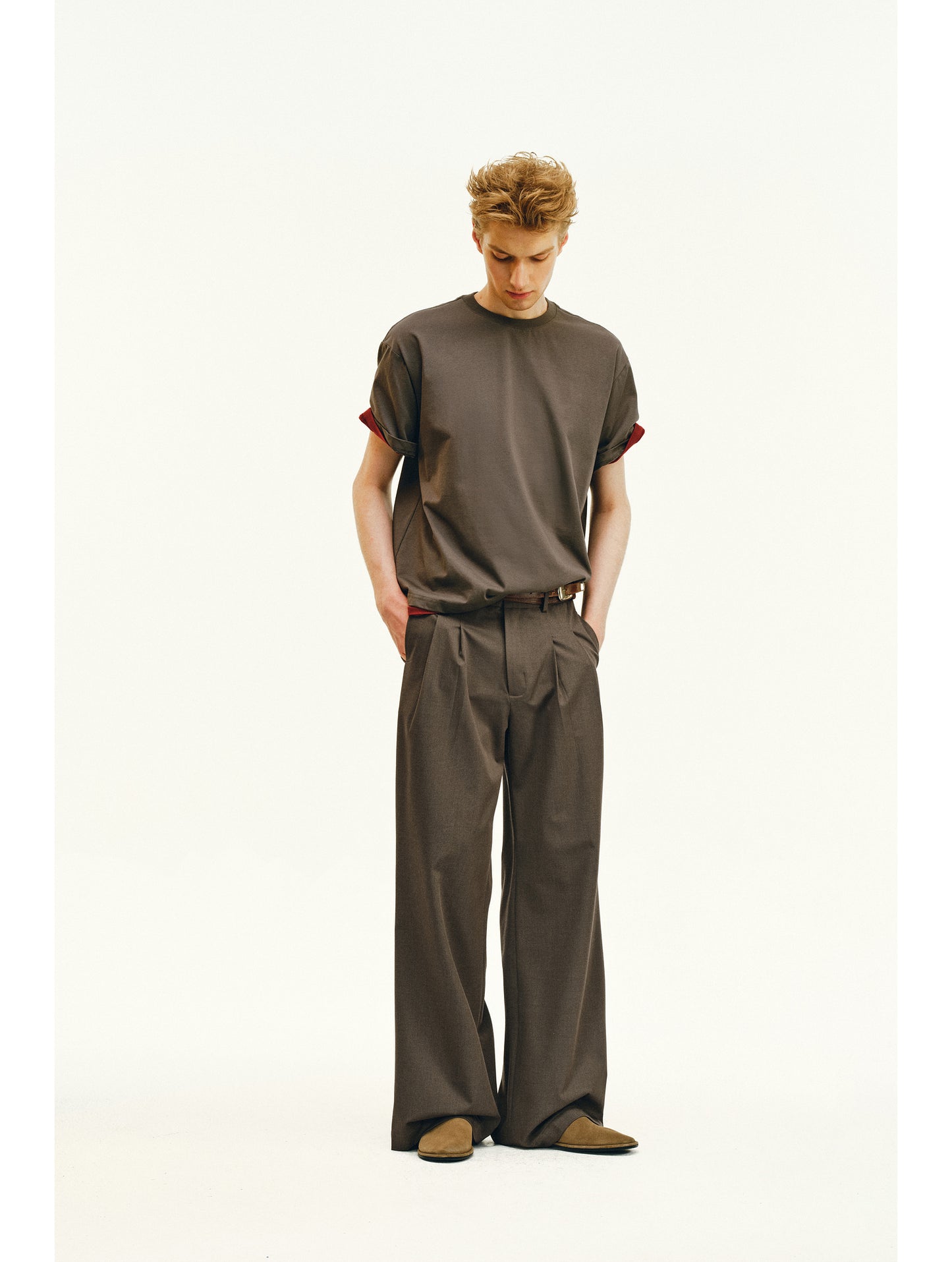 Double-Pleated Casual Pants