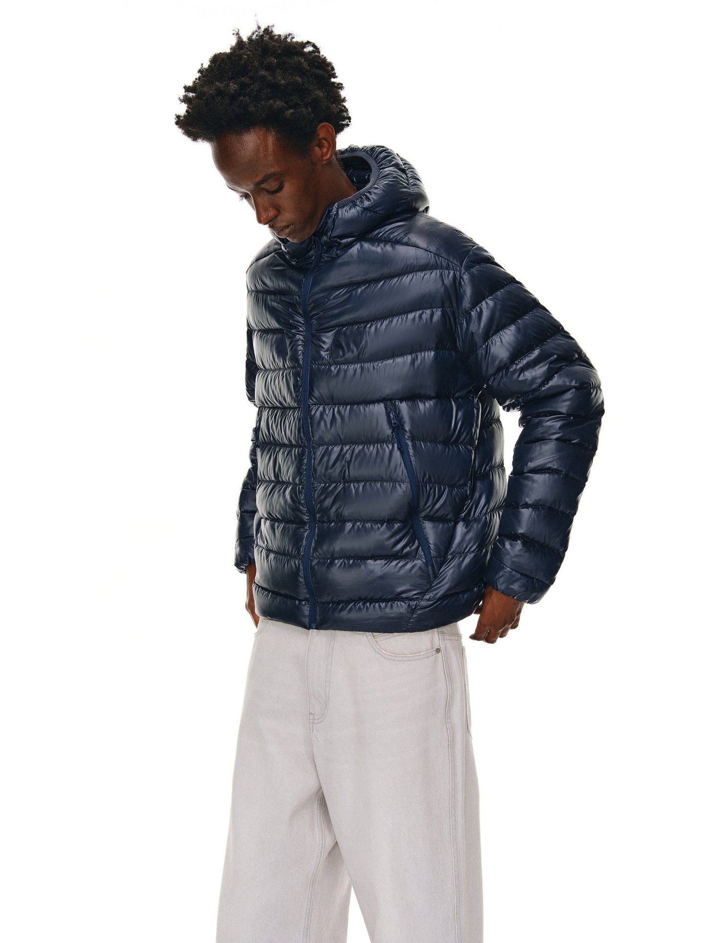 Rib Hooded Down Jacket