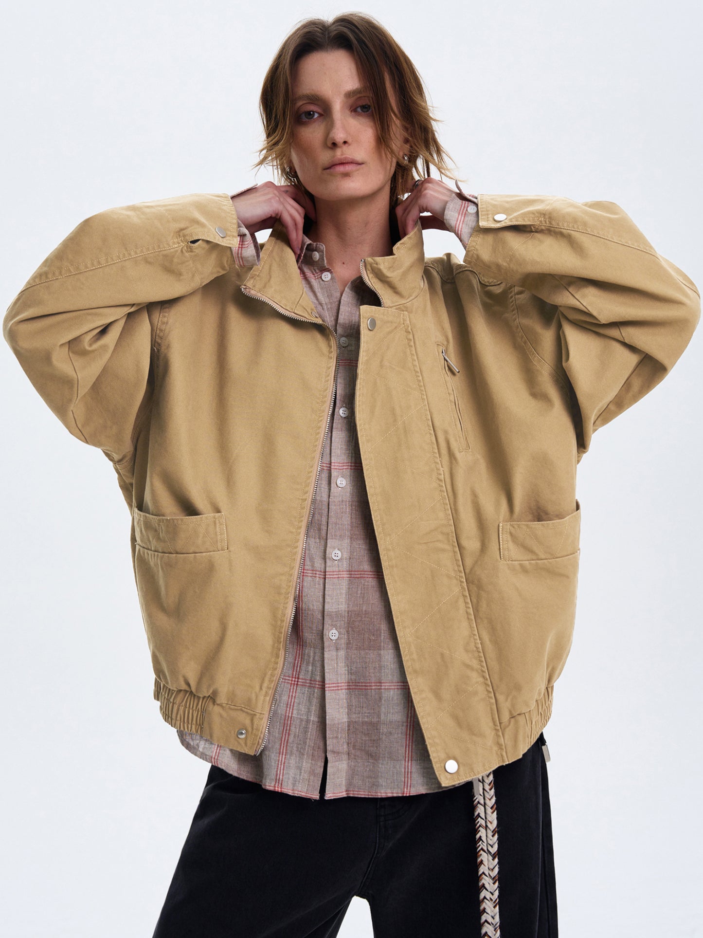 Simple Silhouette Harrington Jacket