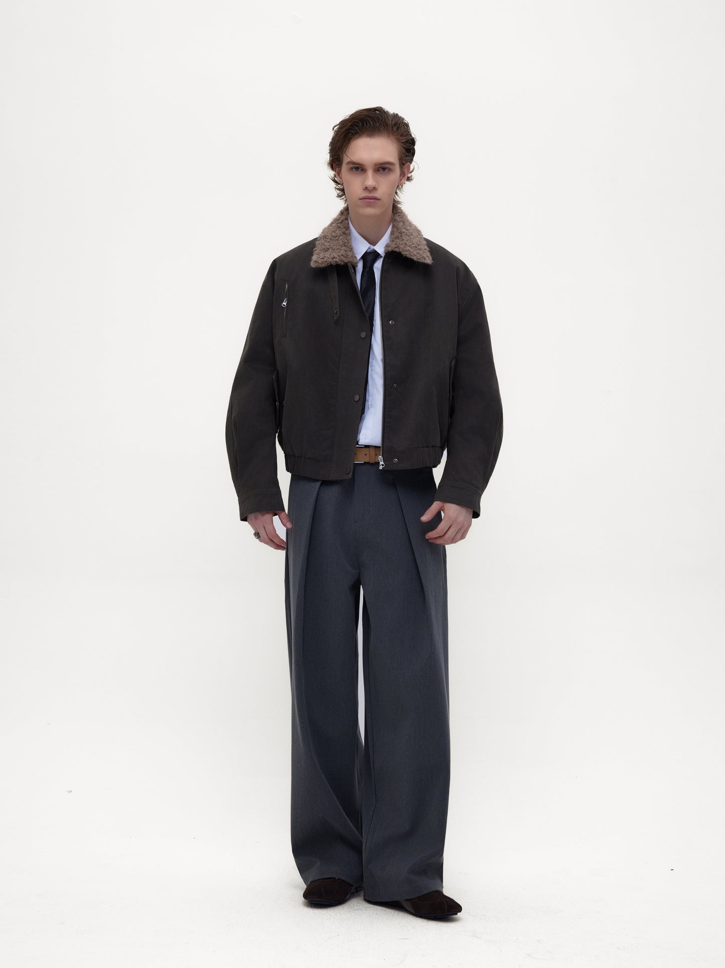 Fur Collar Wax-Coated Jacket