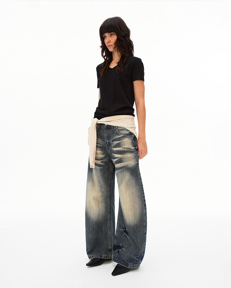 Vintage-style Washed Whiskey Jeans