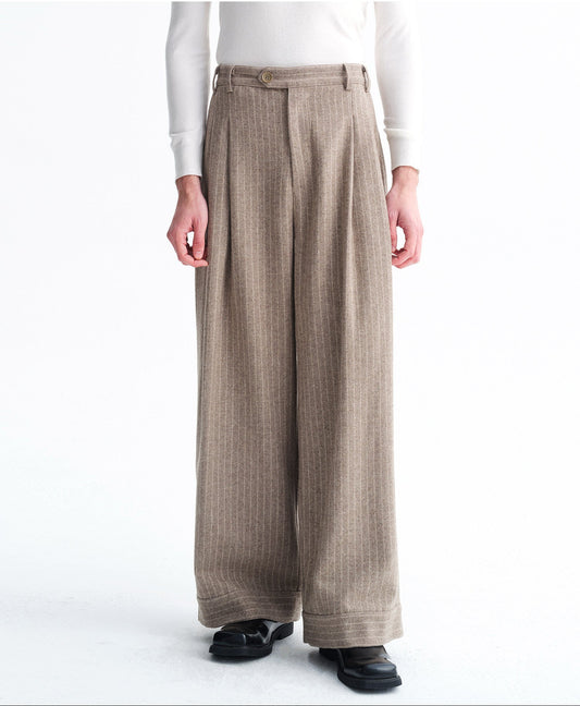 Wool Loose Straight Leg Casual Pants
