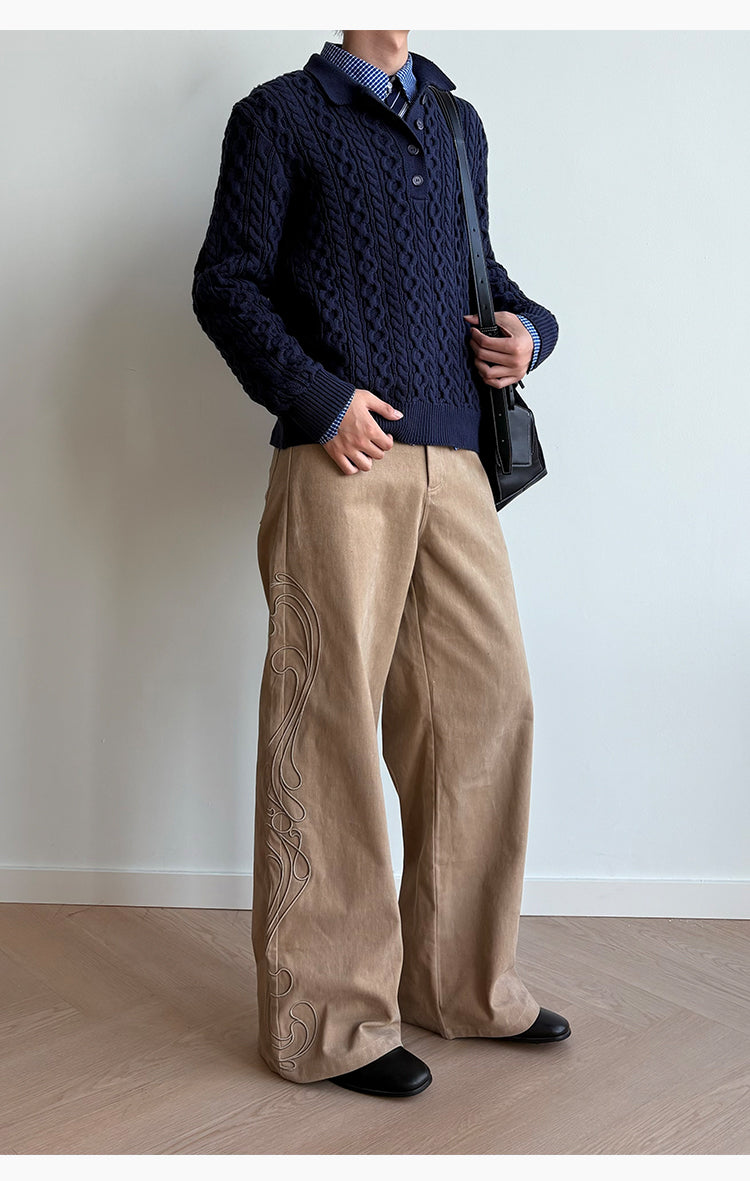 Canvas Straight Casual Pants