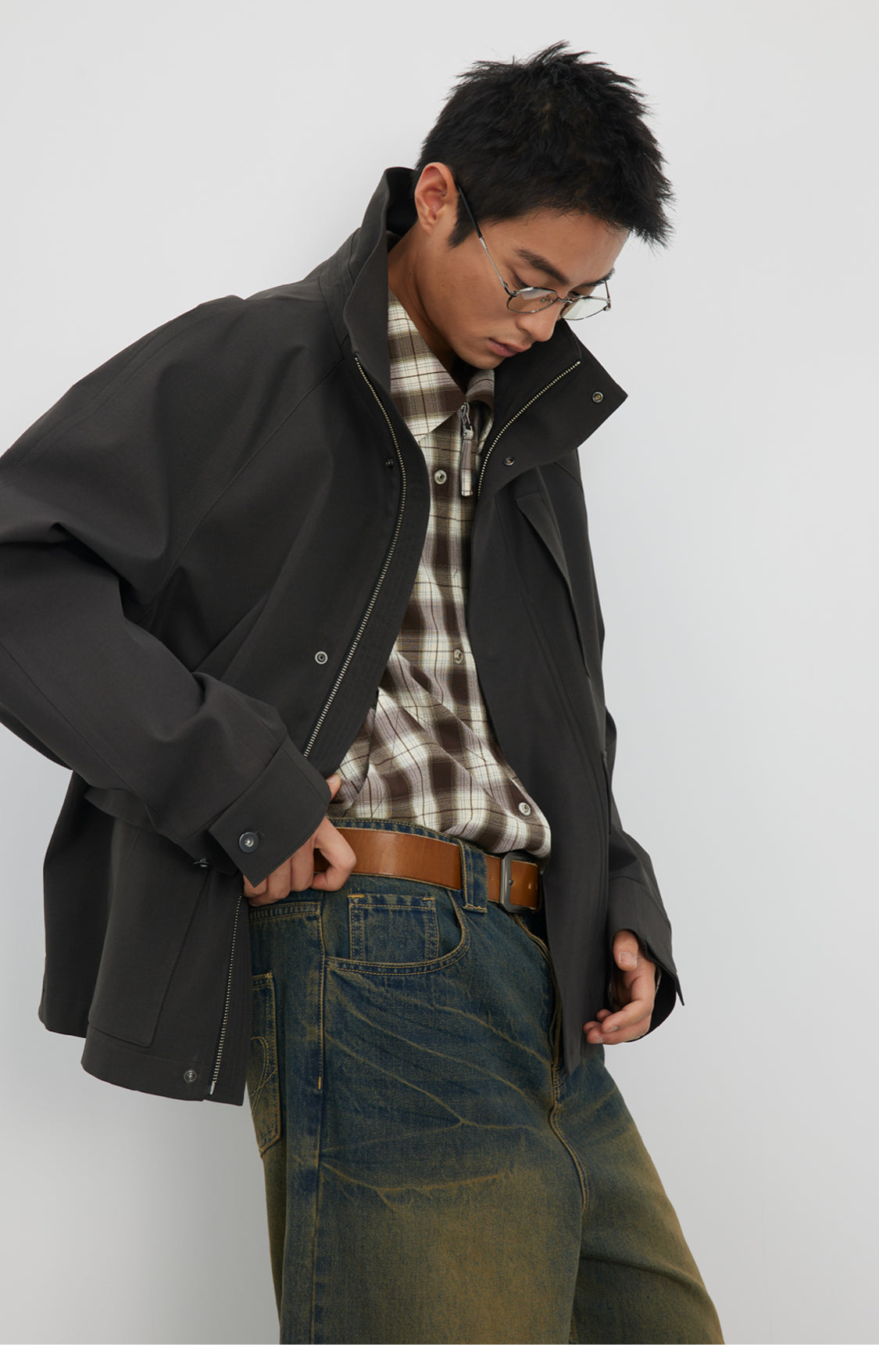 Stand collar short jacket