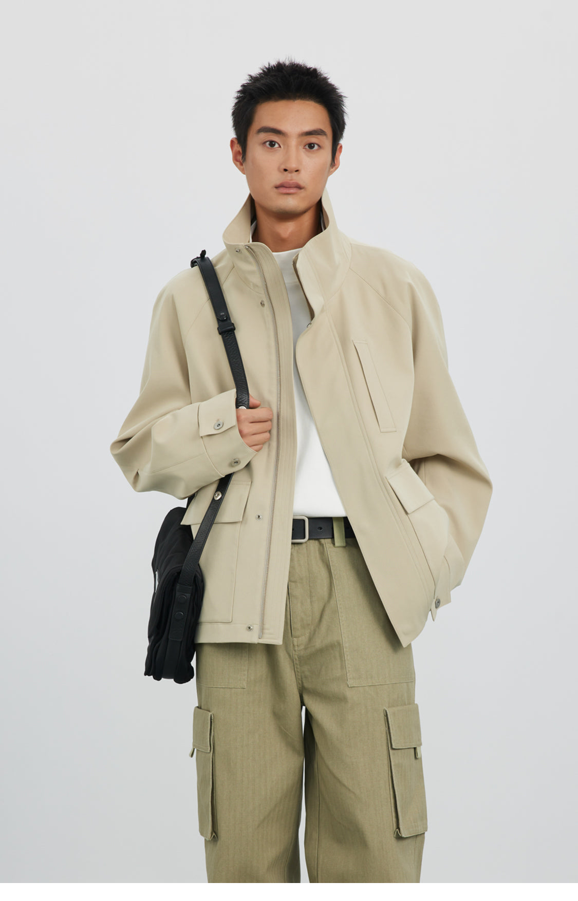 Stand collar short jacket