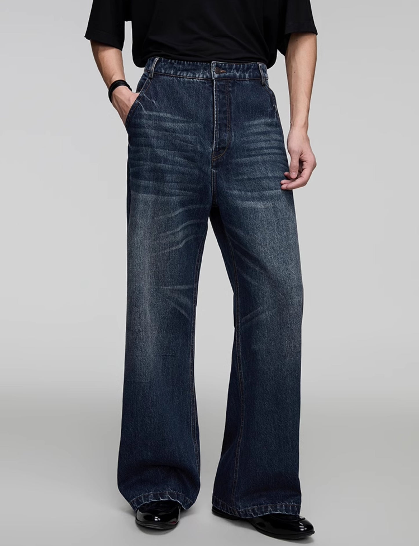 Washed Straight Denim Pants