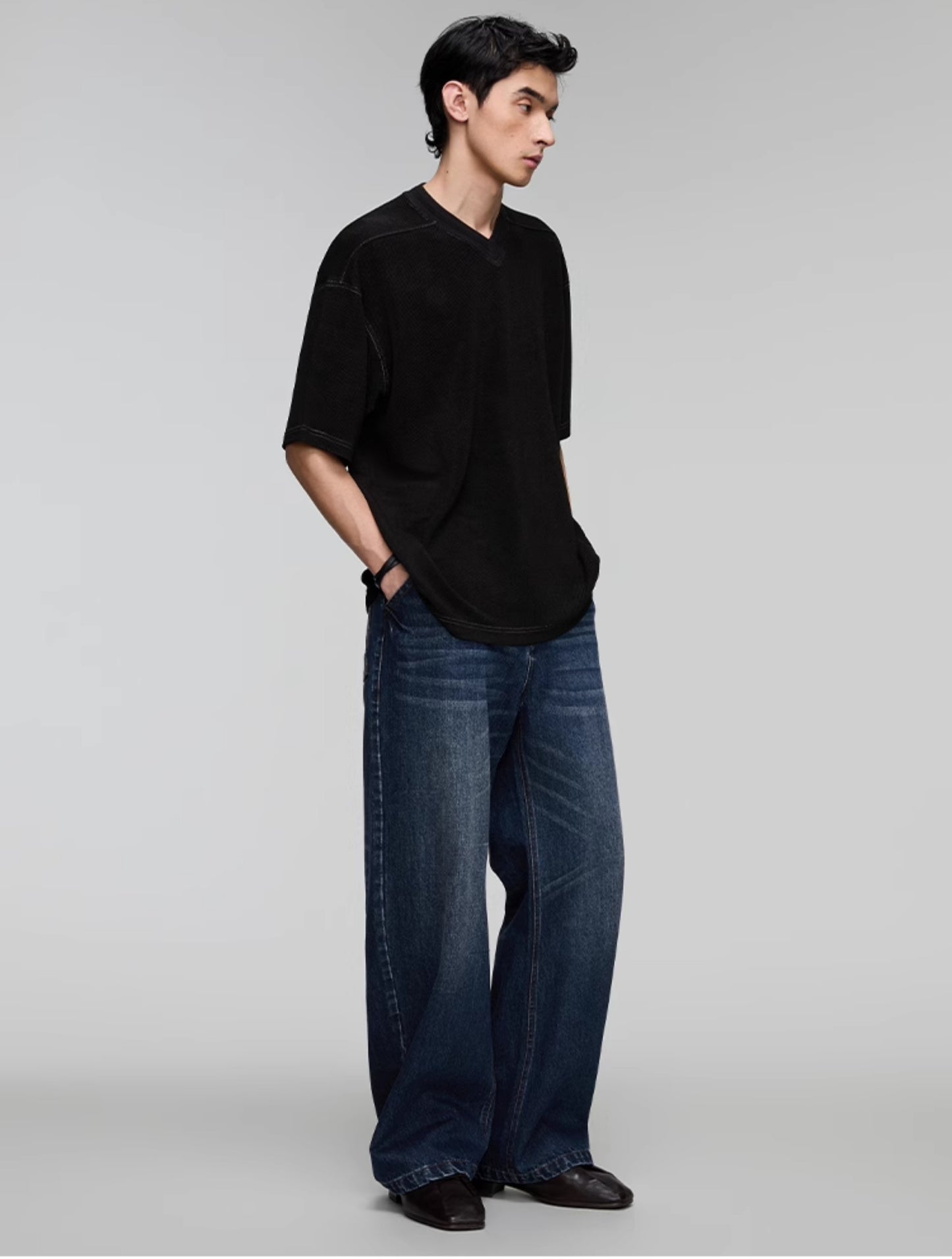 Washed Straight Denim Pants