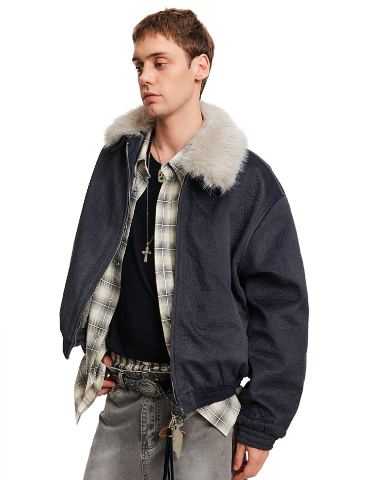 Clean Fit Fur Collar Jacket