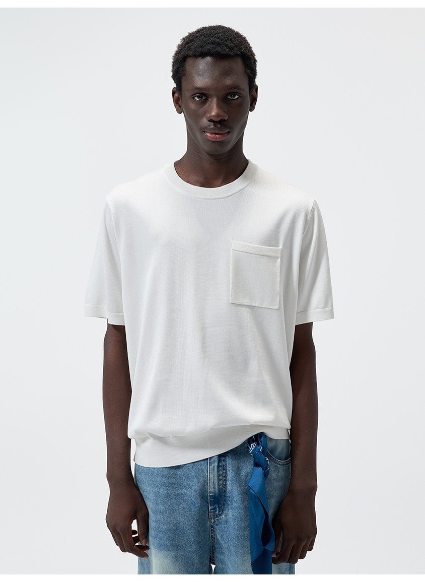 Pocket Crew-Neck Knit Shirt
