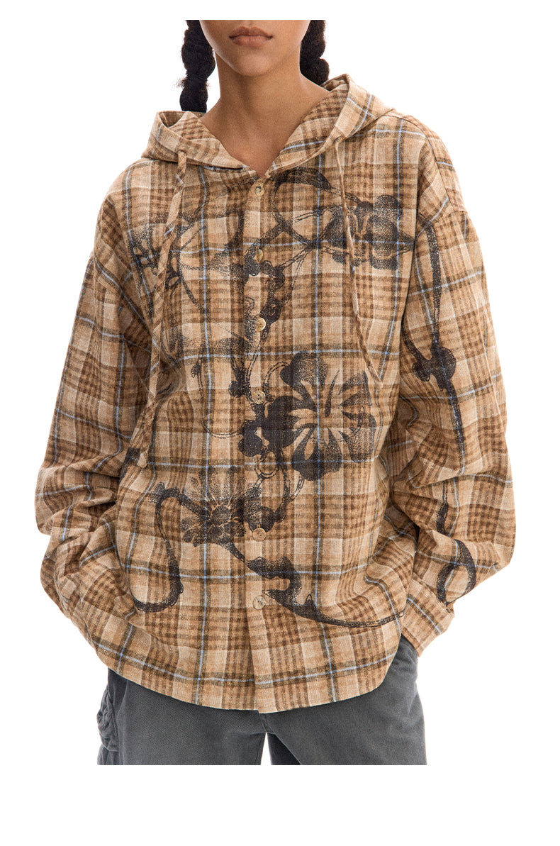 Casual Hooded Check Shirt