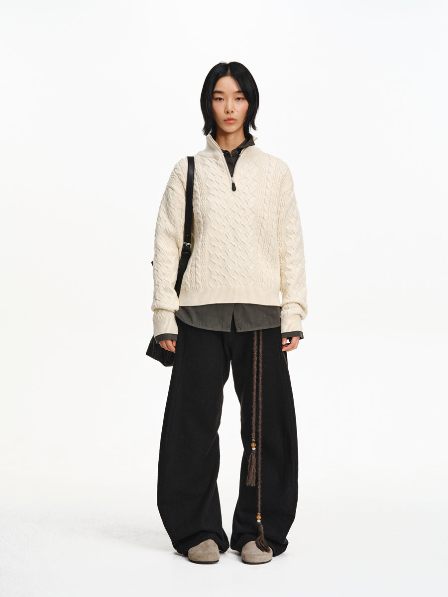 Stand Collar Half-Zip Sweater