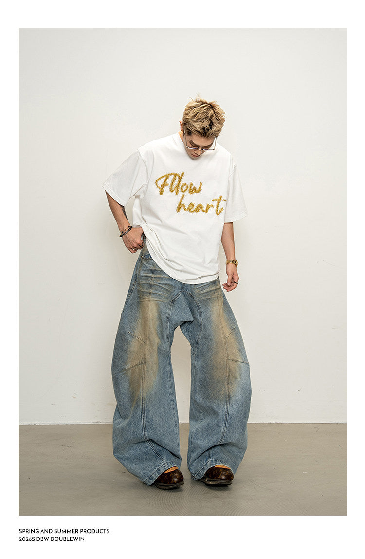 T-shirt with metallic embroidery