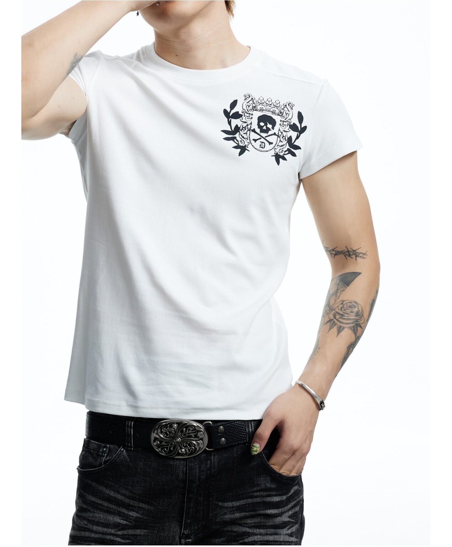Skeleton Print  Slim-Fit T-Shirt