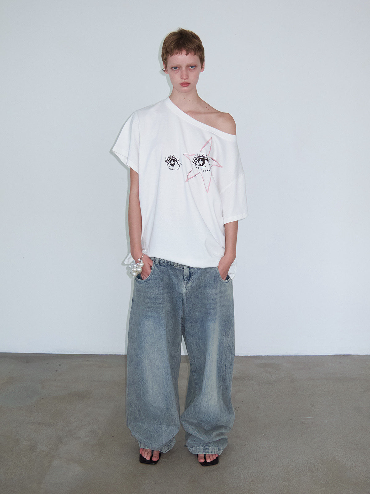 Casual Fake Two-Piece Mid-Low-Waist Jeans