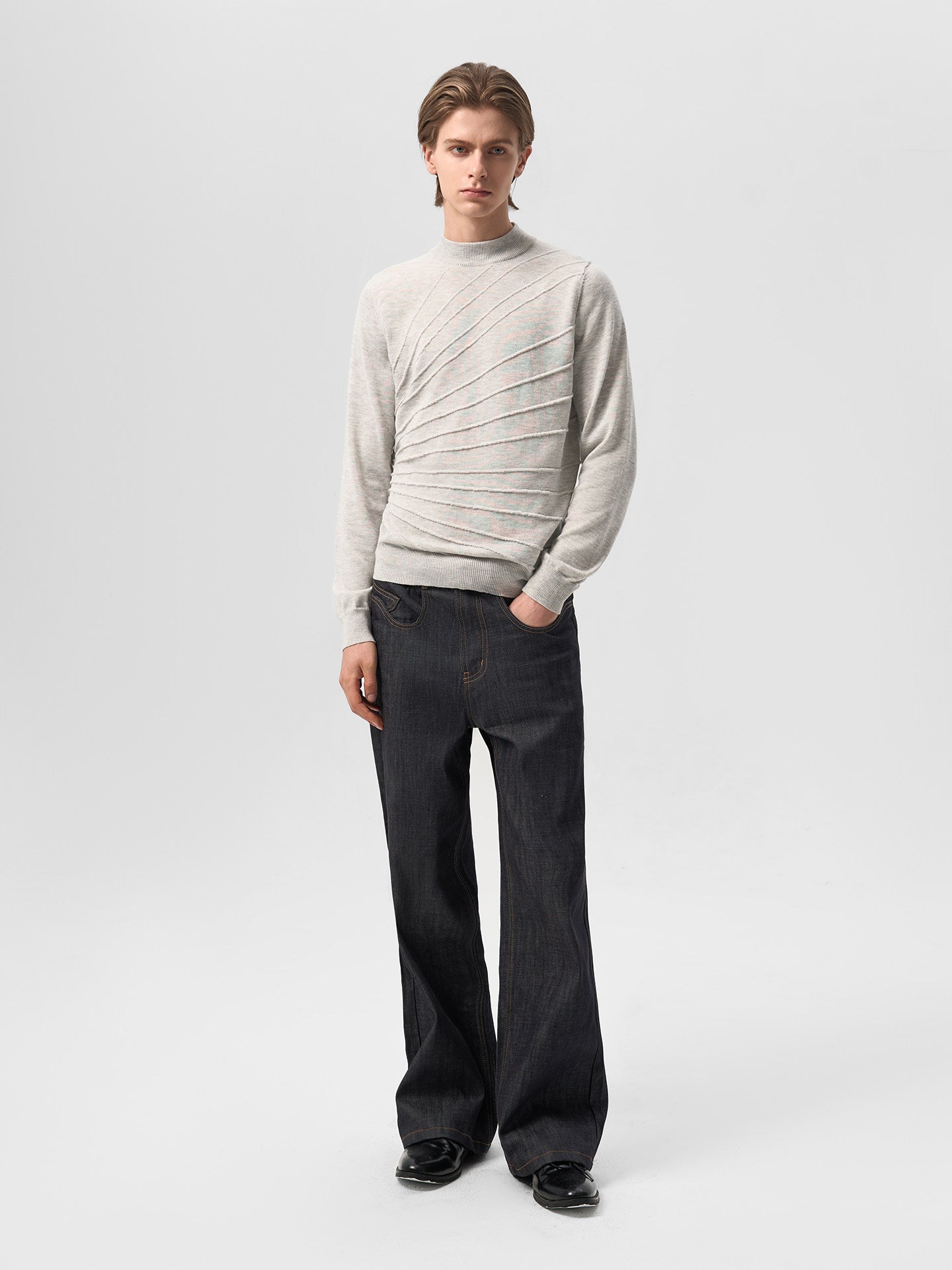 Mid-Neck Knit Shirt