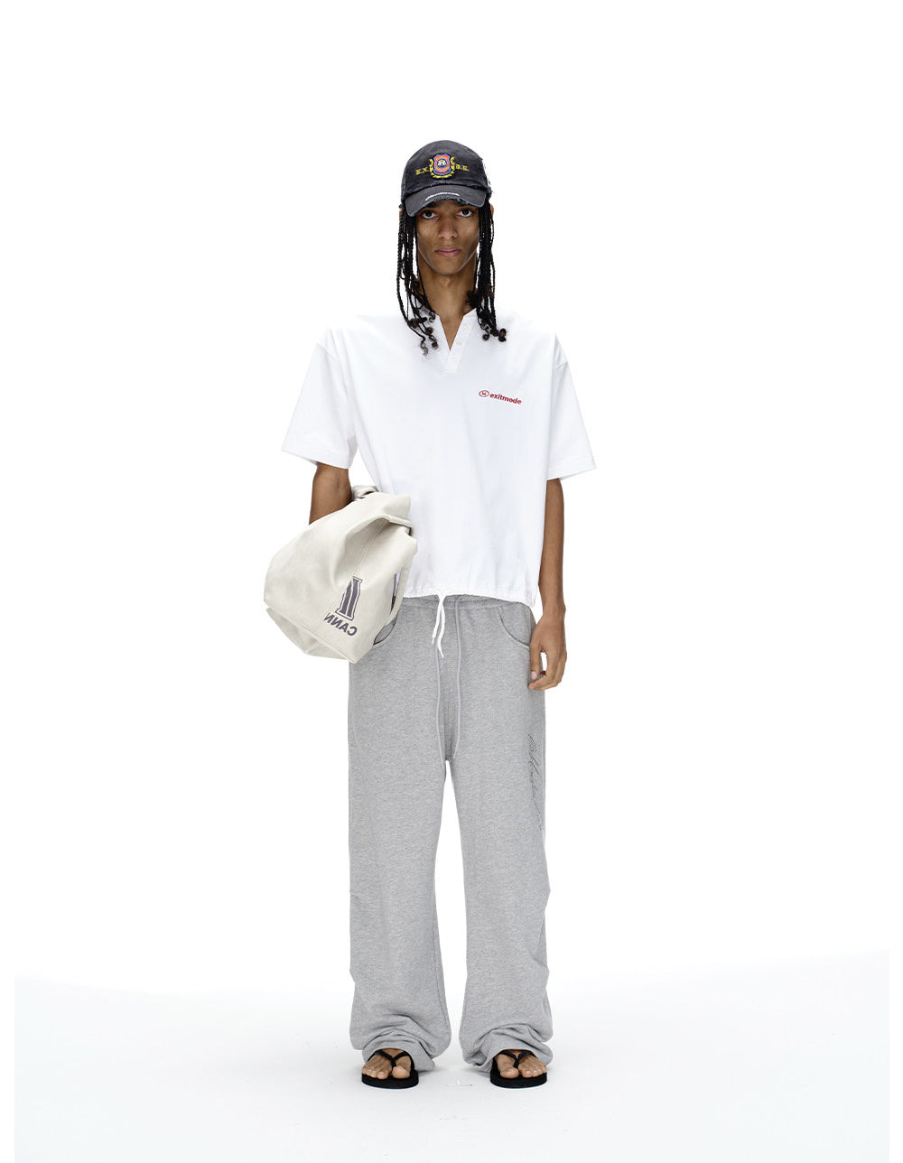 Drawstring V-neck T-shirt