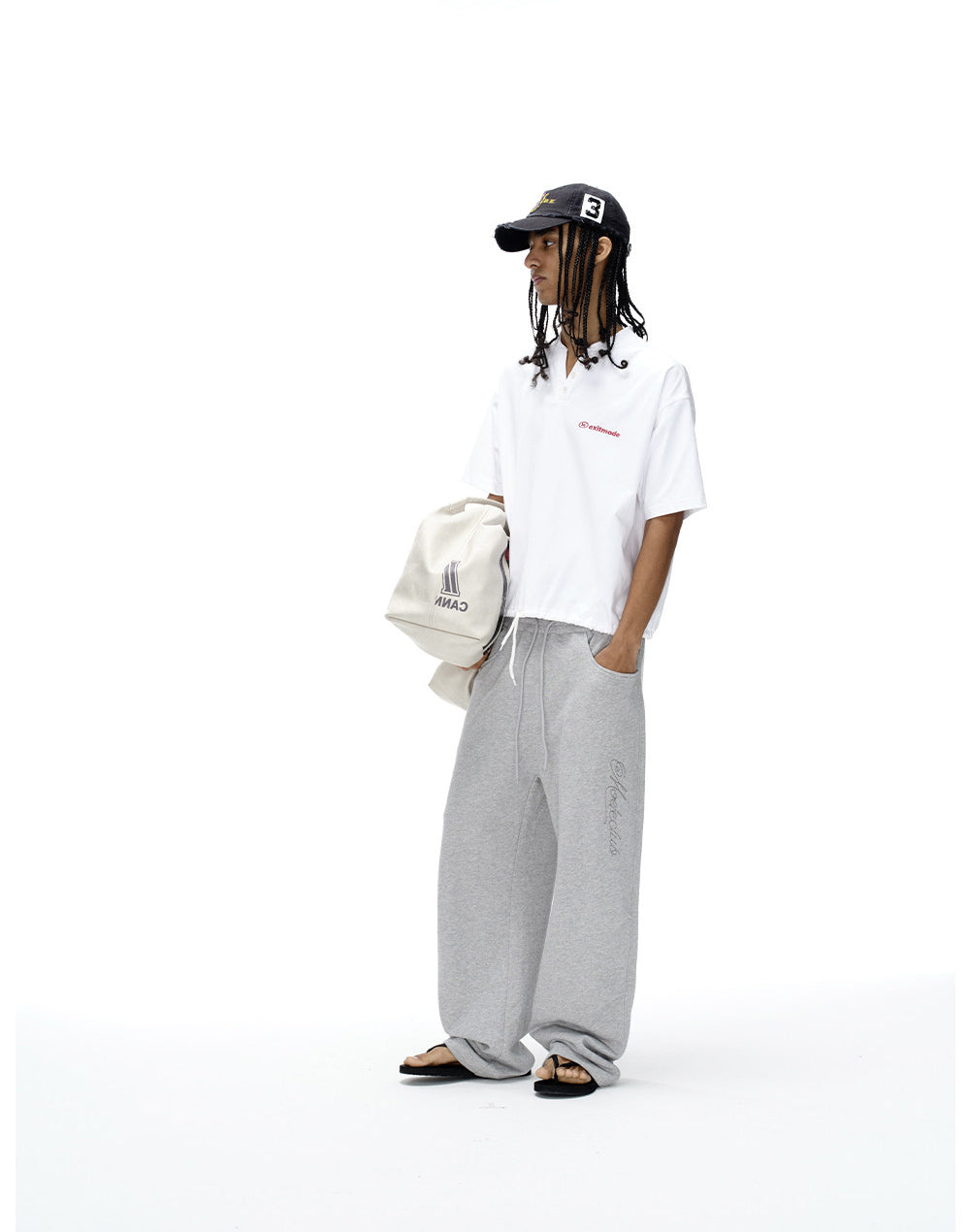 Drawstring V-neck T-shirt