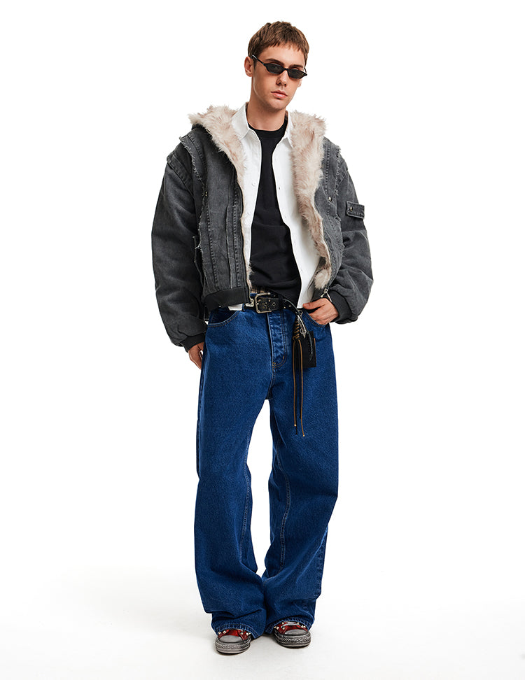 Distressed-look padded jacket