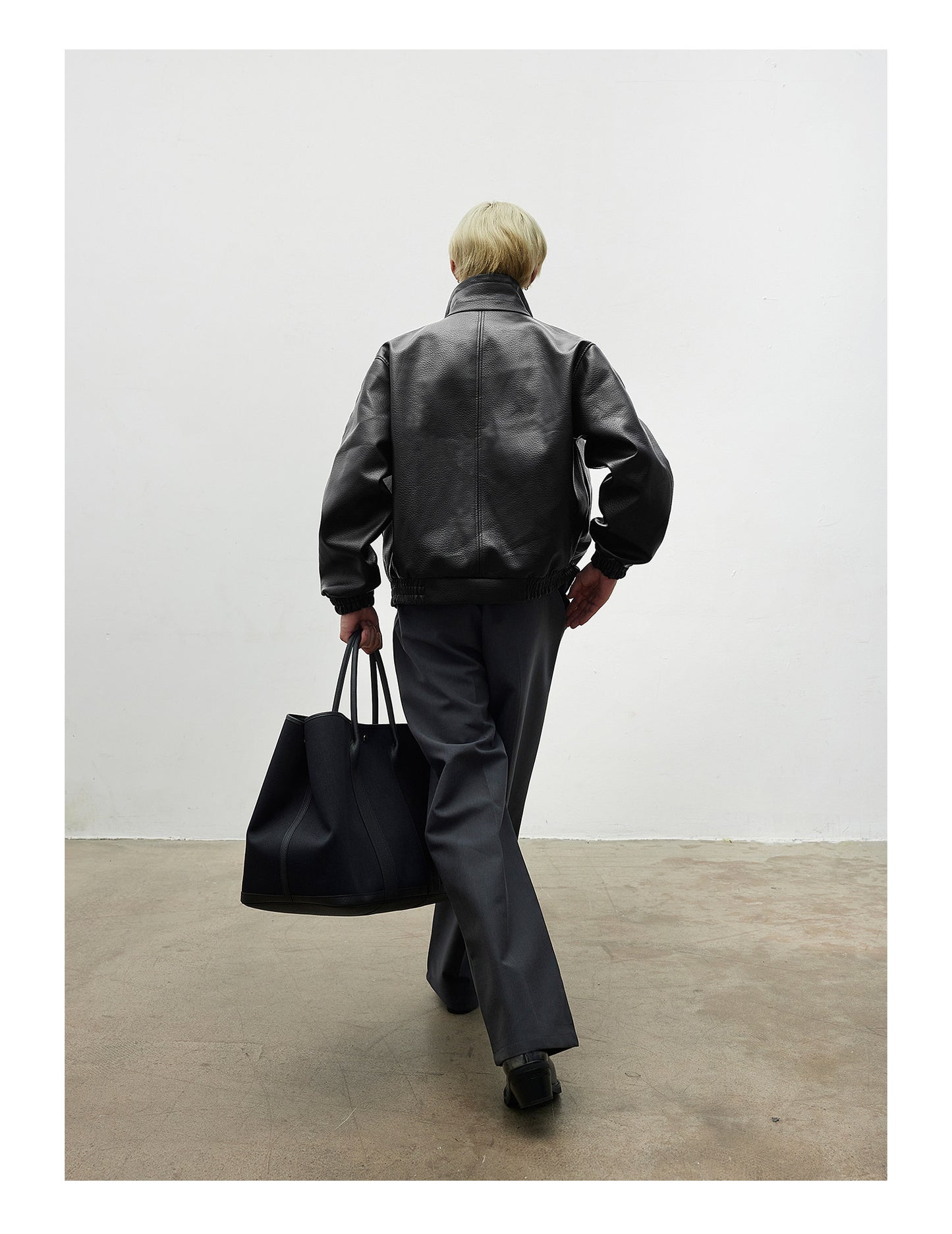 Textured Matte PU Leather Jacket