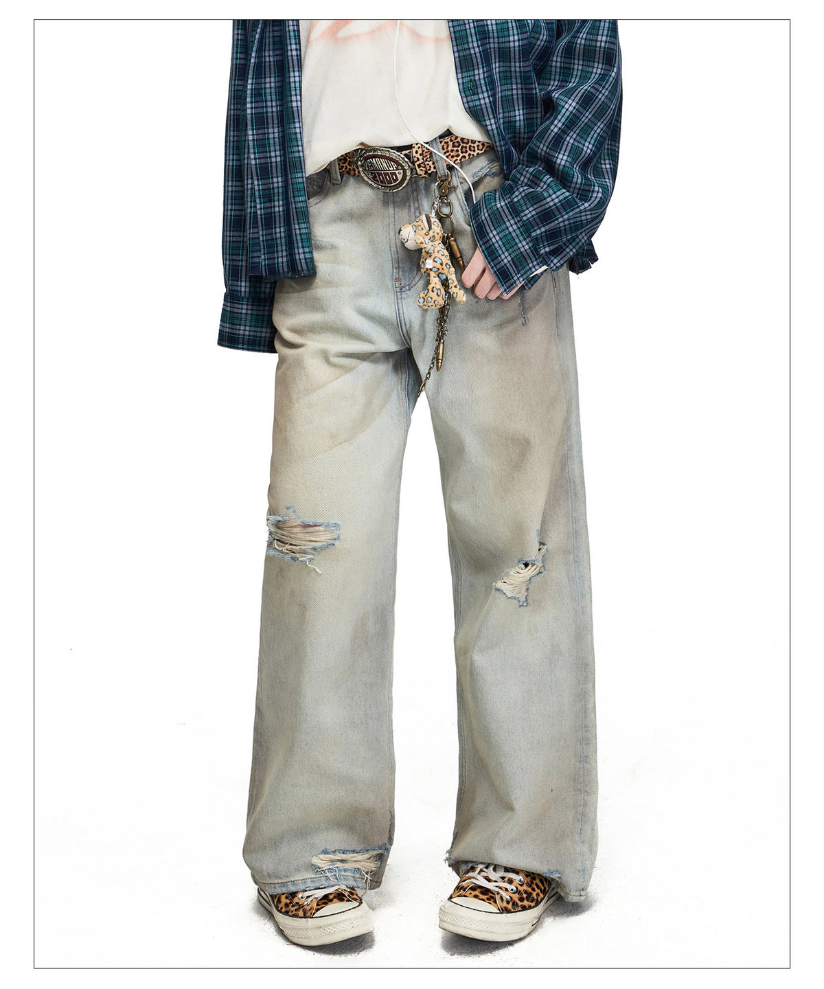 Yellow Mud-Dyed Straight-Leg Jeans