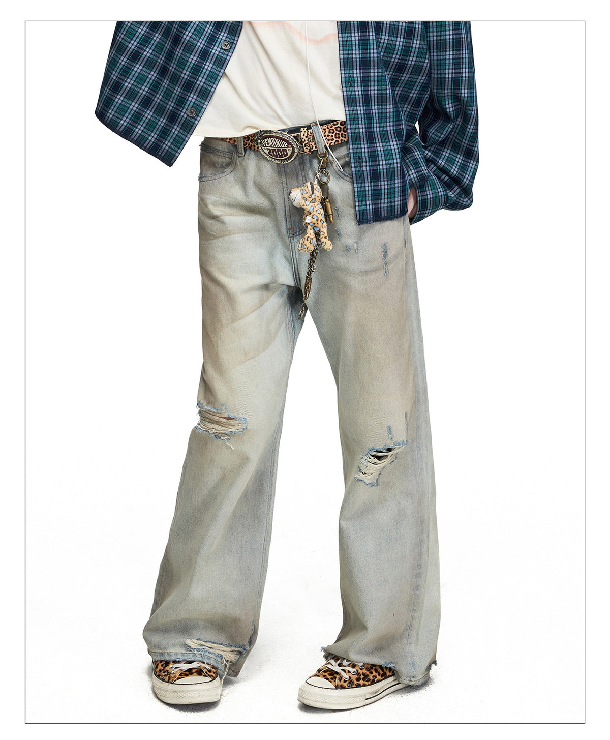 Yellow Mud-Dyed Straight-Leg Jeans