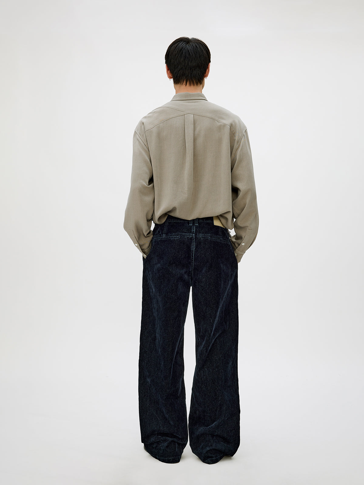 Adjustable Button Flock Denim Pants