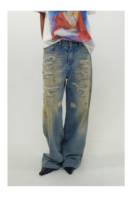 Washed Damaged Craft Jeans