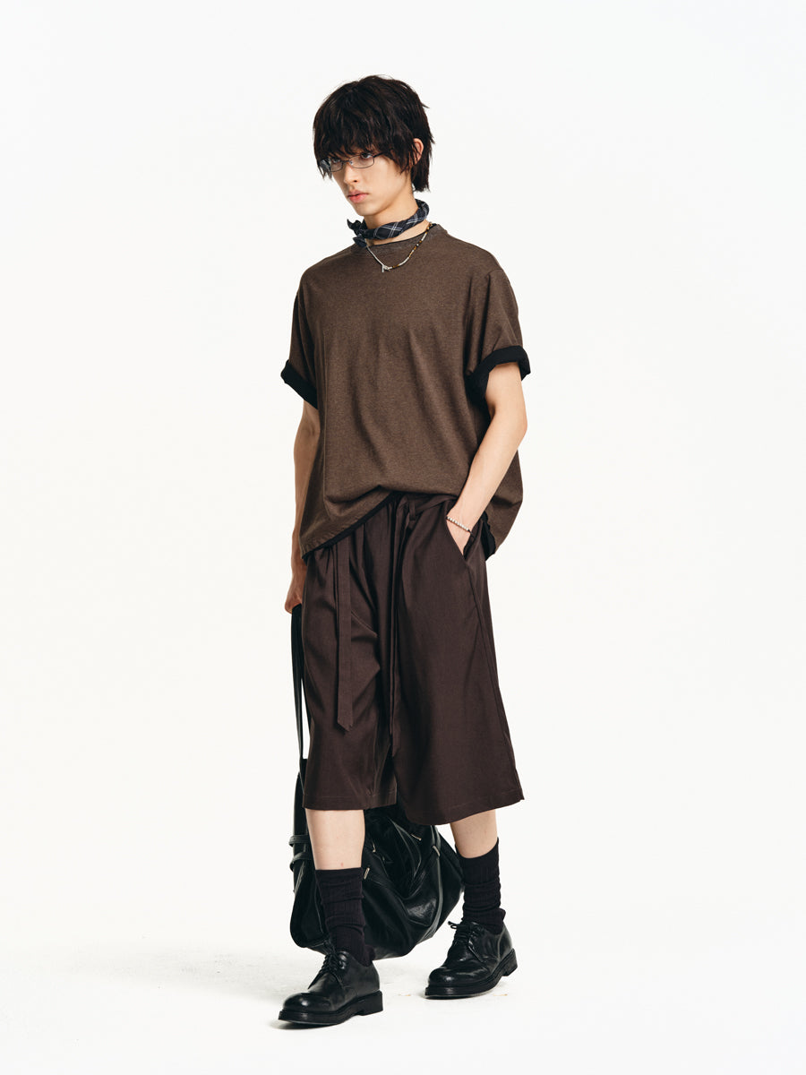 A-line Elastic Double Belt Shorts